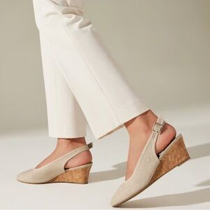 VIVAIA Women's Tan Wedge Slingback Shoes